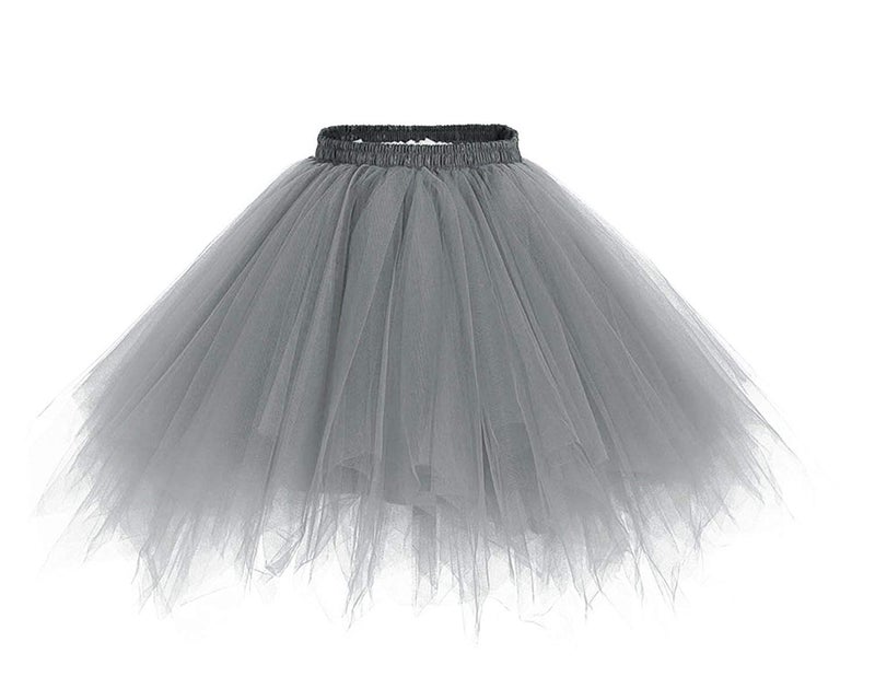 ChicWind Womens Grey Puffy Tutu Layered Tulle Petticoat Skirt - Image 2